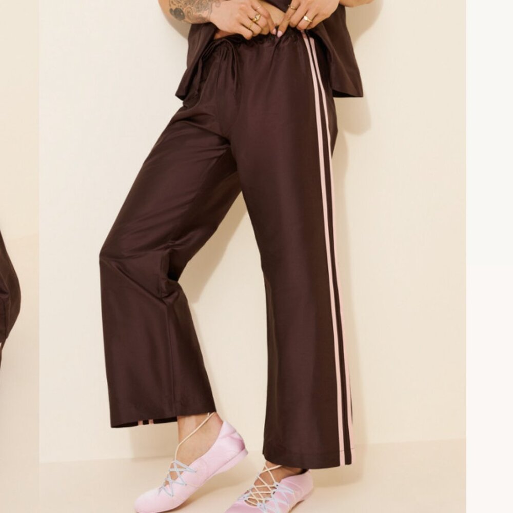 Nuuly x Donni Taffeta Brown Track Pants Small